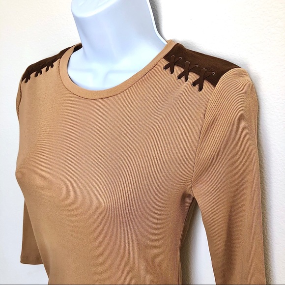 HP💘RALPH LAUREN⚡️Suede Lace Trim Petite Top_SP - Picture 3 of 9